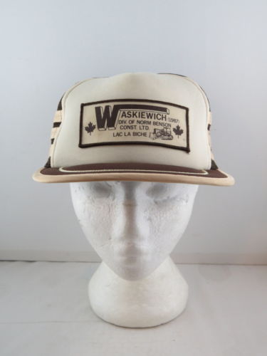 Vintage Patched Trucker Hat - Waskiewich Construction Alberta - Adult Snapback