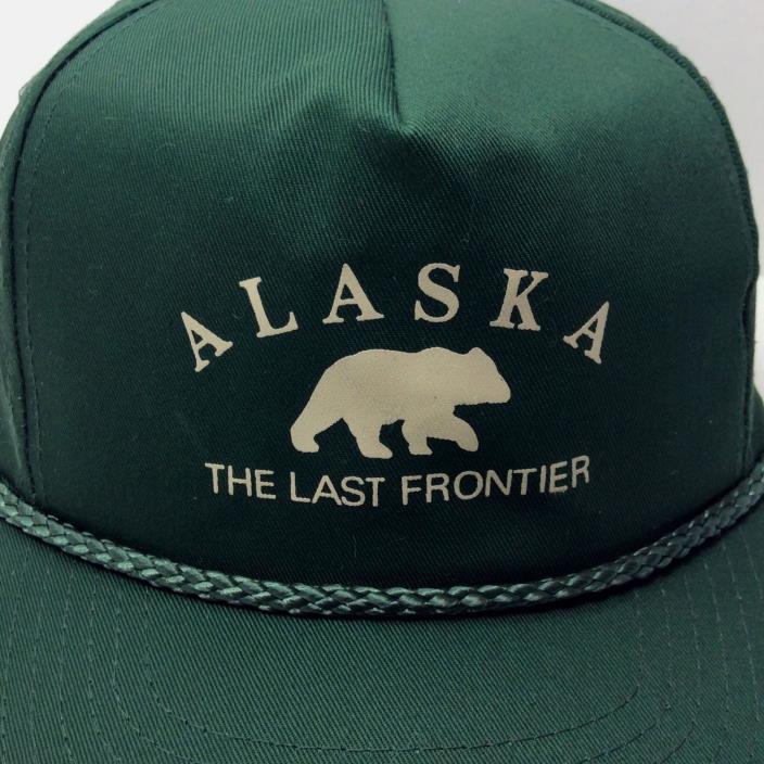 Vtg Alaska The Last Frontier Green White Trucker Snapback Hat OSFA Never Worn