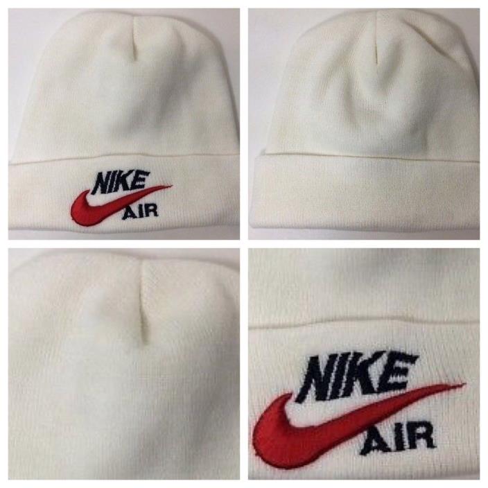Vintage Nike Air Winter Cap White Large Red Swoosh Adult One Size Fits All
