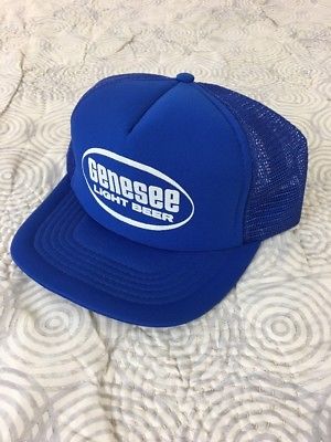 Vintage GENESEE LIGHT Beer Blue Trucker Snapback Hat NEW