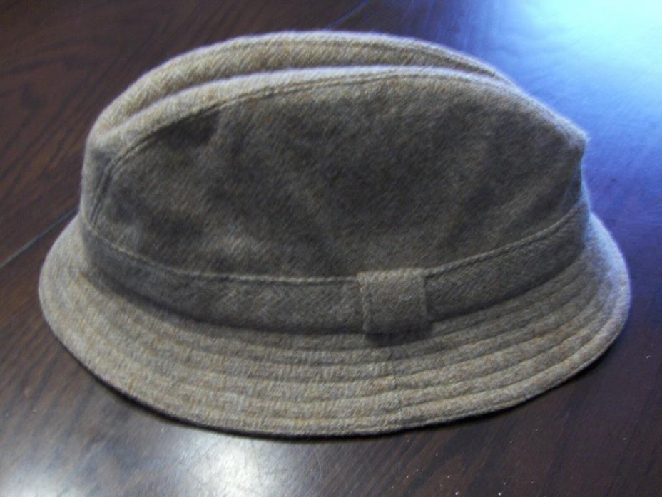 Vintage Grey Wool Tweed Spean Bridge Fedora Trilby Hat Men sz 60  7 3/8 Scotland