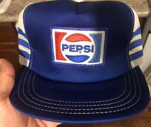 Vintage MINT Pepsi Cola 3 stripe Snapback Mesh Trucker Hat Cap Made in USA RARE