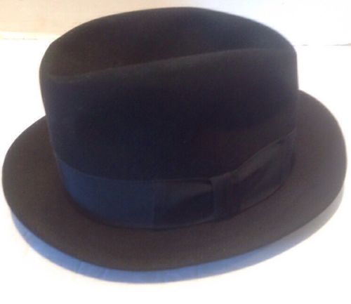 Vintage Stetson 3X Beaver Fedora Hat 6 7/8 Black Excellent Condition