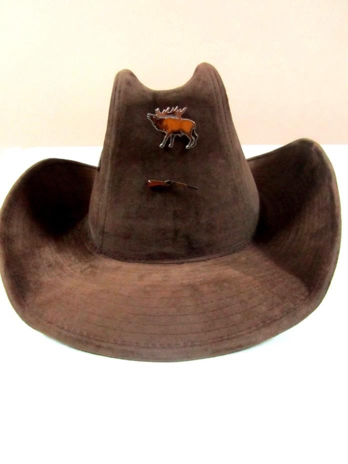 VINTAGE STETSEN LONGHORN COWBOY HAT SUEDE LIKE SMALL MENS W/ BOX
