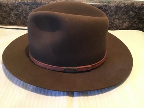 Mens Royal Stetson Fedora Leather Band Brown Size 6 7/8