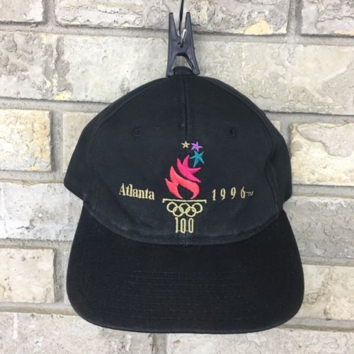 VINTAGE 90s Olympic Games 1996 Snapback Hat Cap Black First Pick Collection Vtg