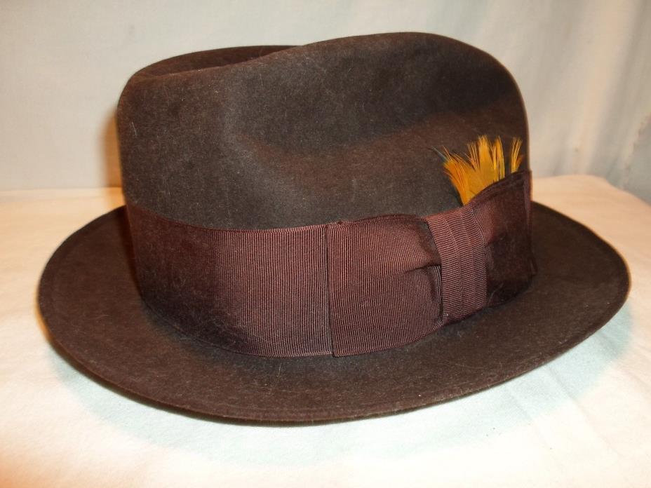 Vintage Men's Brown Hat Knox New York Cain~ Sloan Co. Nashville Tenn Size 7 1/4
