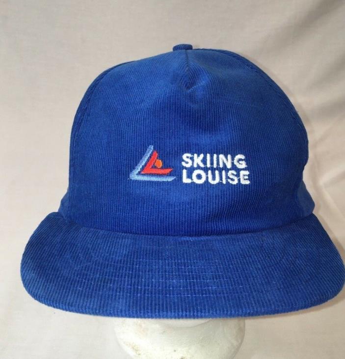 Vintage Lake Louise Ski Resort Blue Corduroy Embroidered Snap-back Hat