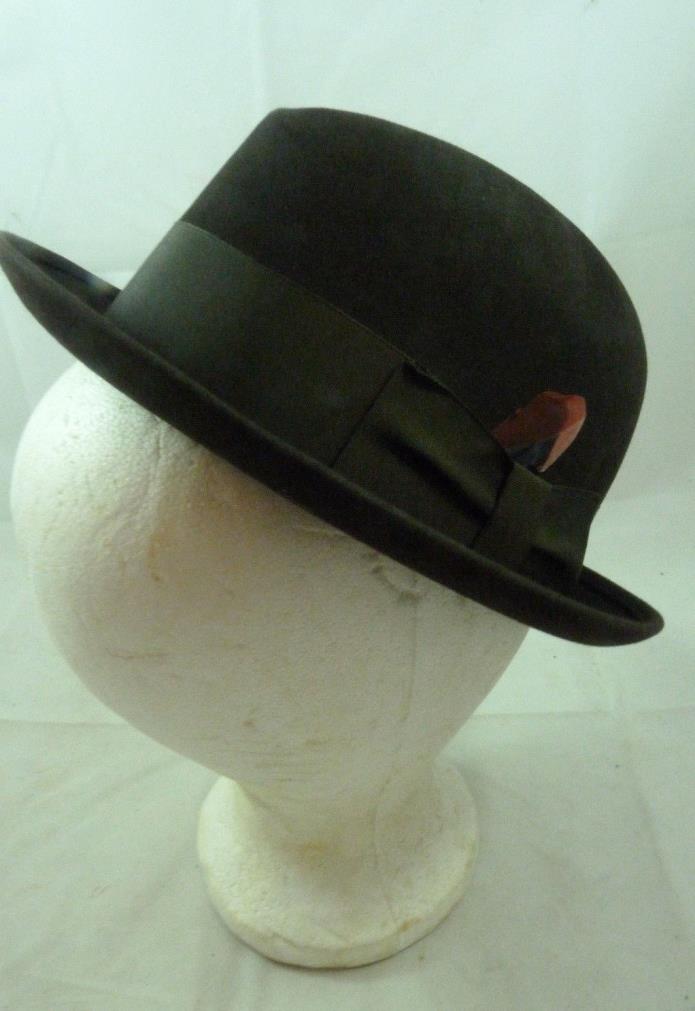 Vintage Dobbs Fifth Avenue Mens Brown Fedora Hat Derby Cap Feather