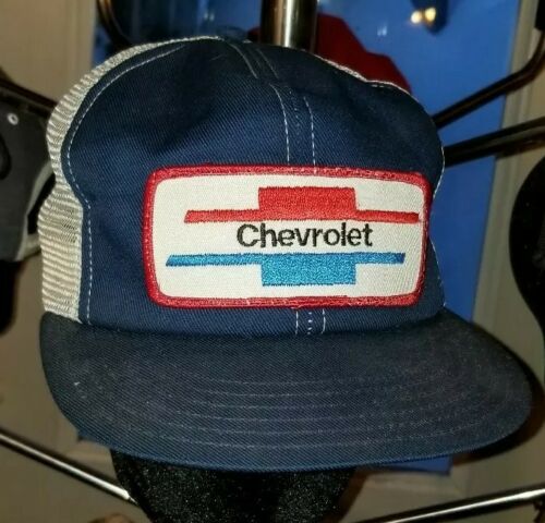 Vintage CHEVROLET Hat~CHEVY~Snap Back~Large Patch~Mesh~Trucker~Made in USA