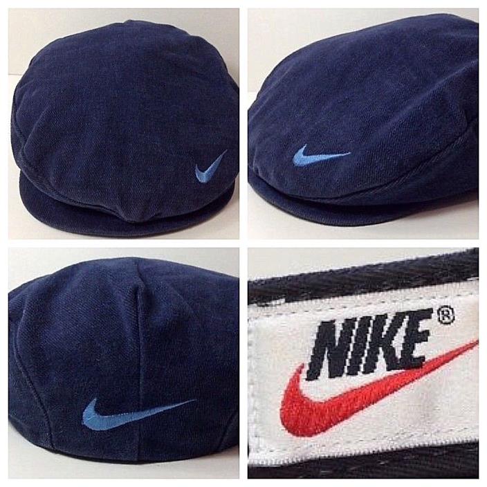 Vtg Nike Newsboy Pageboy Light Blue Swoosh Hat Size Medium Hard To Find USA Made