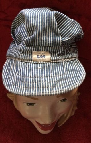 VTG Lee Engineer Hat Railroad Conductor Striped Cap Made USA