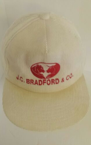 Vintage JC Bradford and Company Corduroy Snapback Hat Hipster Bull Cow