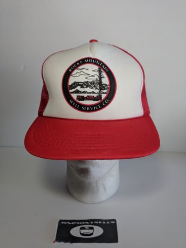 Vintage rocky mountain well service co. Drilling hat cap SnapBack Trucker mesh