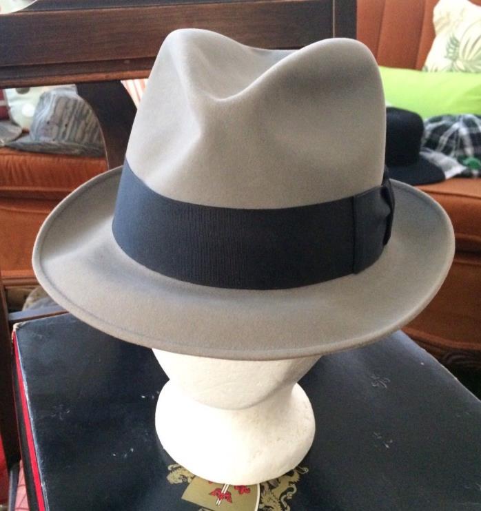 Vintage Resistol Self Conforming Fedora Krushable Hat Gray With Box Size 7 1/8