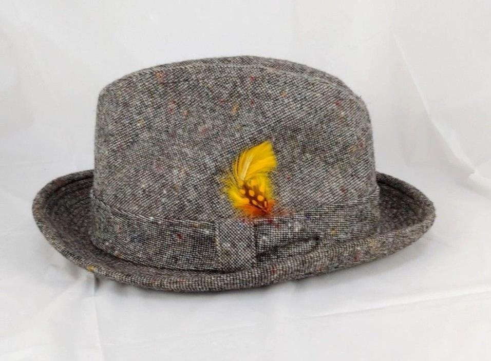Vtg Dobbs Fifth Avenue Fedora Hat Feather Gray Sz 6-7/8 Union Made USA