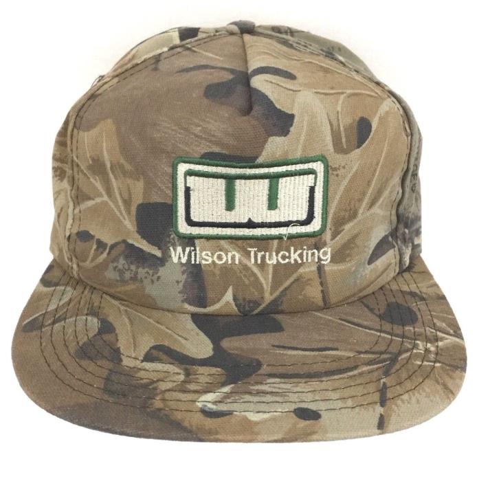 Vintage Wilson Trucking Hat Camouflage Cap Hunting Camo Logo Snapback Trucker