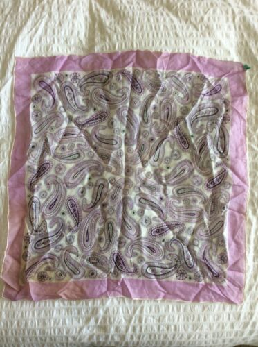 Vintage Scarf Silk & Rayon Purple Black Paisley 22 Inch Square