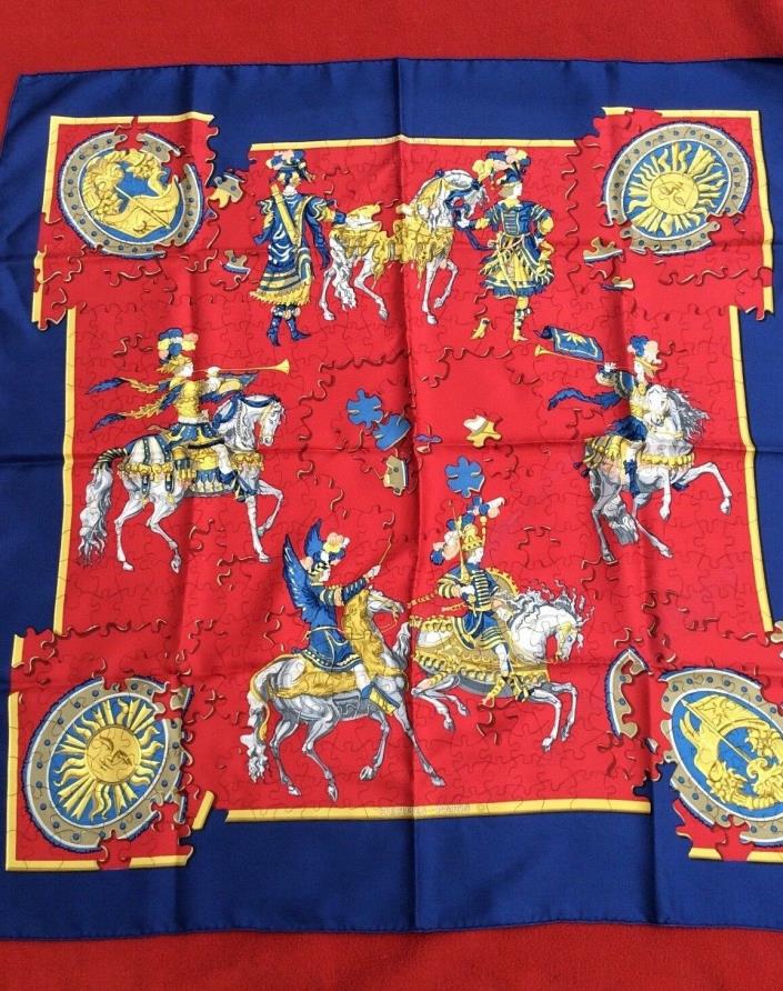 Authentic Vintage HERMES Red Silk Scarf by HERON Rare