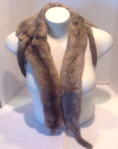 Vintage 1940's-50's Nigbor Furs Mink Stole Collar 4 Full Pelts W Crochet Snaps