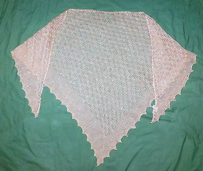 Vintage Strawbridge & Clothier Gold Metallic wool crochet shawl scarf wrap EUC