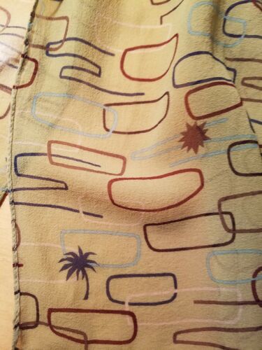 Nick & Nora Retro Fifties Print/Pineapple/Sun/Palm Tree  Silk Chiffon Long Scarf