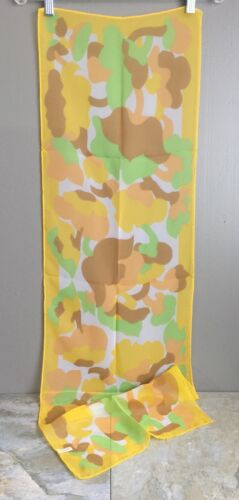 Vtg 60s Mod Pop Floral Camo Sheer Chiffon Oblong Japan Hand Rolled Edge Scarf