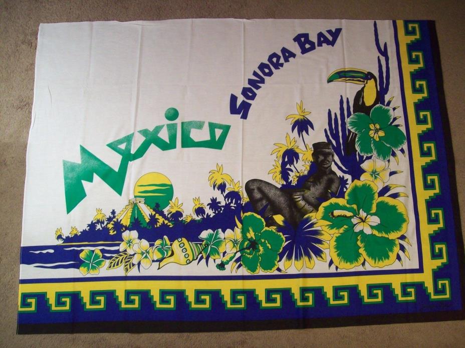 VINTAGE JACQUES ROLLET SCARF Wall Banner SONORA BAY MEXICO Sarong WRAP 46