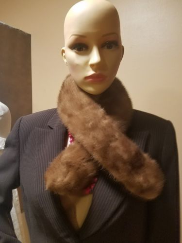 Mink stole wrap, scarf, boa velvet bottom clamps on each side #11