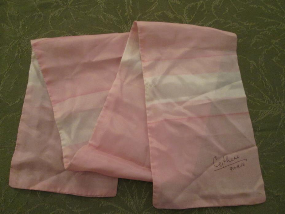Antique Hermes Cythire Silk Pink & White Scarf Made in Paris 5 1/2