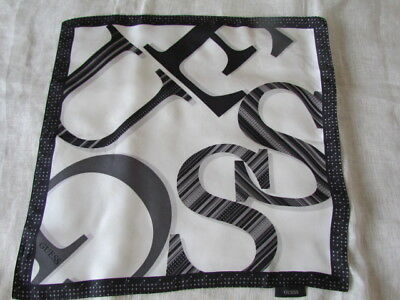 Guess Purse Silk Twill Printed Scarf Vintage Mono Black Grey White