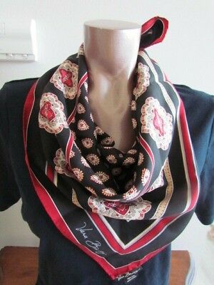 Vera Bradley Silk Twill Printed Scarf Vintage Paisley Black Grey Burgundy