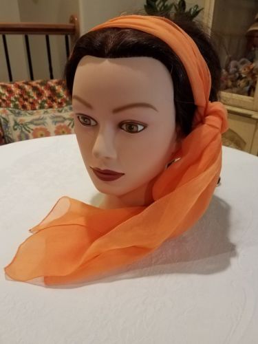 VINTAGE Orange SCARF MADE IN ITALY  POLYESTER LIGHTWEIGHT 10