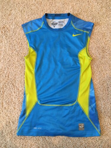 Nike Pro Combat Dri-Fit Mens Large Fitted Sleeveless Tank Top Shirt Blue Neon