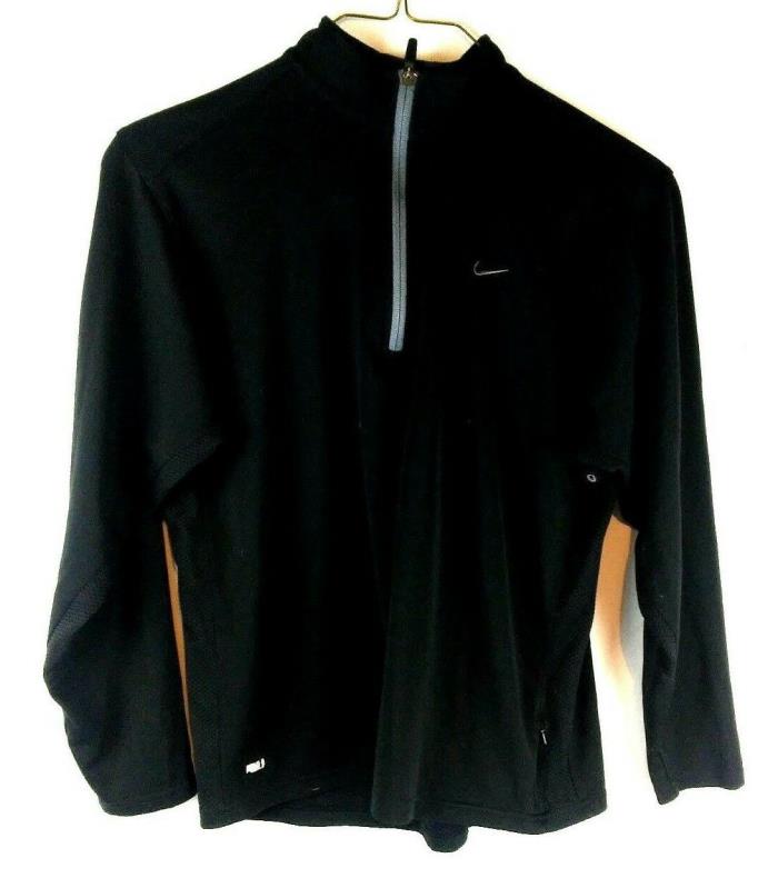 Mens Nike Dri Fit Running Shirt Medium Black 1/4 Zip Top M Long Sleeve Pullover