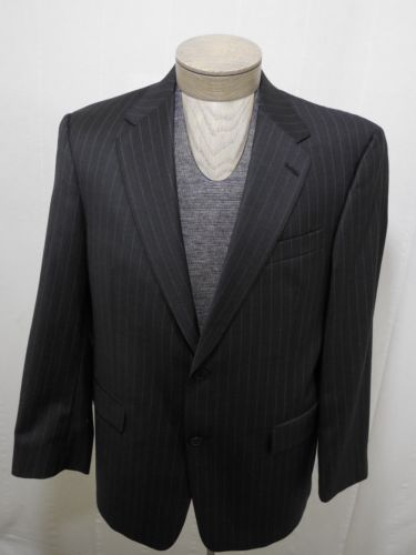 Hart Schaffner Marx Mens 100% Wool Sport Coat Blazer Charcoal Pinstripe 40S $550