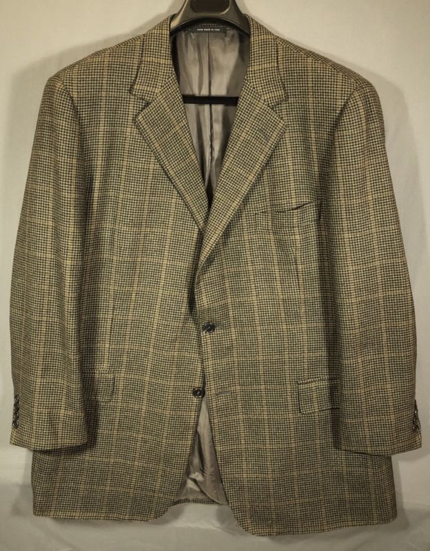 FACONNABLE x CARUSO Green Wool Blend Check ITALY Sport Coat Jacket 60 EUR- 48L