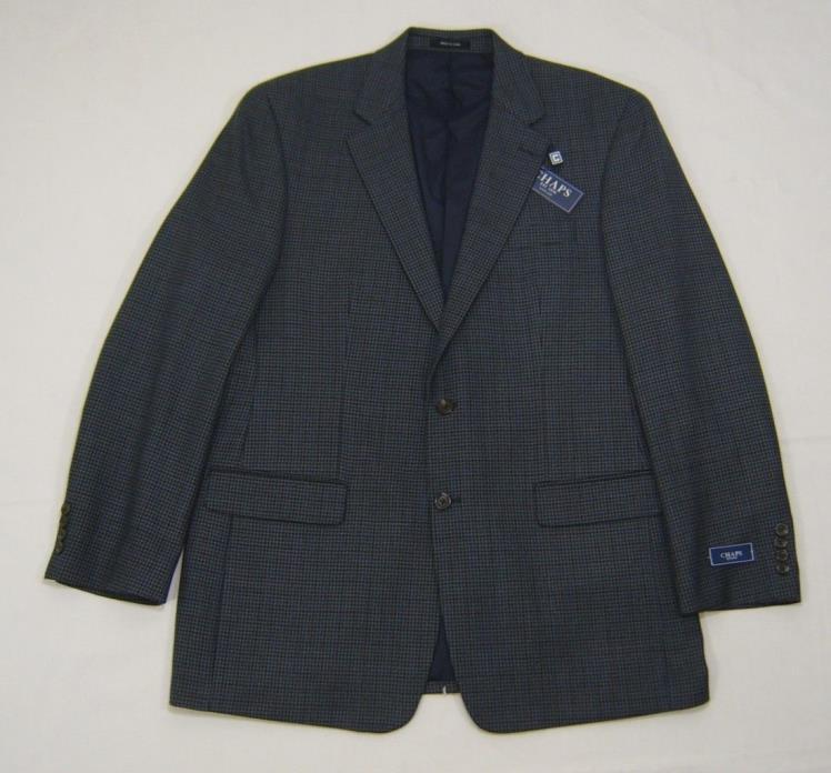CHAPS Mens 100% Wool Coat Jacket Blazer Houndstooth Navy Brown Charcoal 38R $225