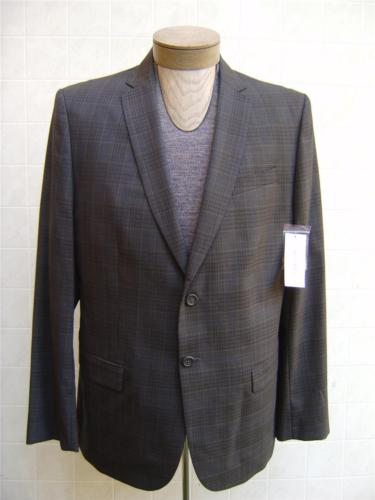 Calvin Klein Mens Wool Sport Coat Blazer Slim Fit Glen Plaid Jacket Gray XL $178