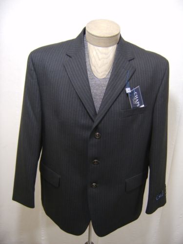 Chaps Men’s 100% Wool Sport Coat Blazer Jacket Grey Charcoal Pinstripe 42S $220