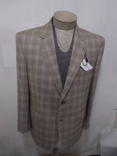 Calvin Klein Mens 100% Wool Sport Coat Blaze Jacket Khaki Plaid Brown 40R $325