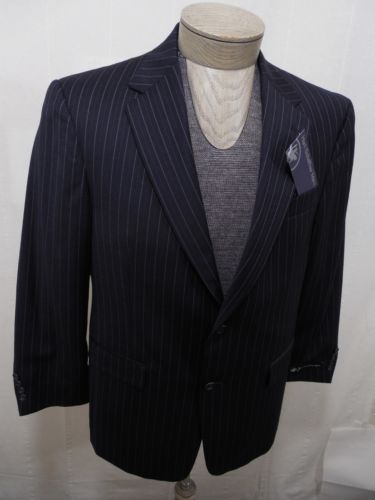 Hart Schaffner Marx Mens 100% Wool Sport Coat Blazer Navy Pinstripe 40S $550 New