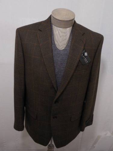 Lauren Ralph Lauren Mens 100% Wool Sport Coat Jacket Olive Green Houndstooth 40R