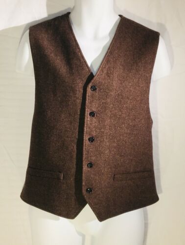 NWOT Mens Pronto Uomo Blue Vest Large Waistcoat Wool Blend 5 Button Front Brown