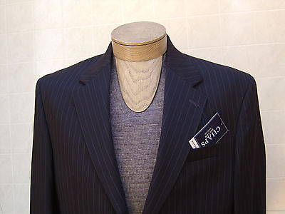 Chaps Mens 100% Wool Sport Coat Jacket Blazer Suit Navy Blue Pinstripe 40S $220