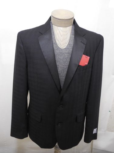 JF J. Ferrar Men’s Coat Blazer Satin Notch Lapel Formal Tuxedo Shadow Black 44L