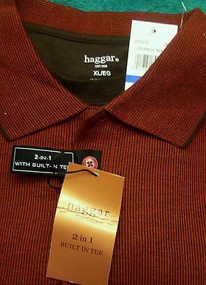 NWT Haggar 2-in-1 W/Built in Tee Orange/Marl Size XL