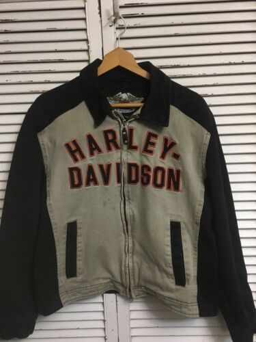 Harley Davidson 100% Cotton Shell Full Zip Jacket Men's Large