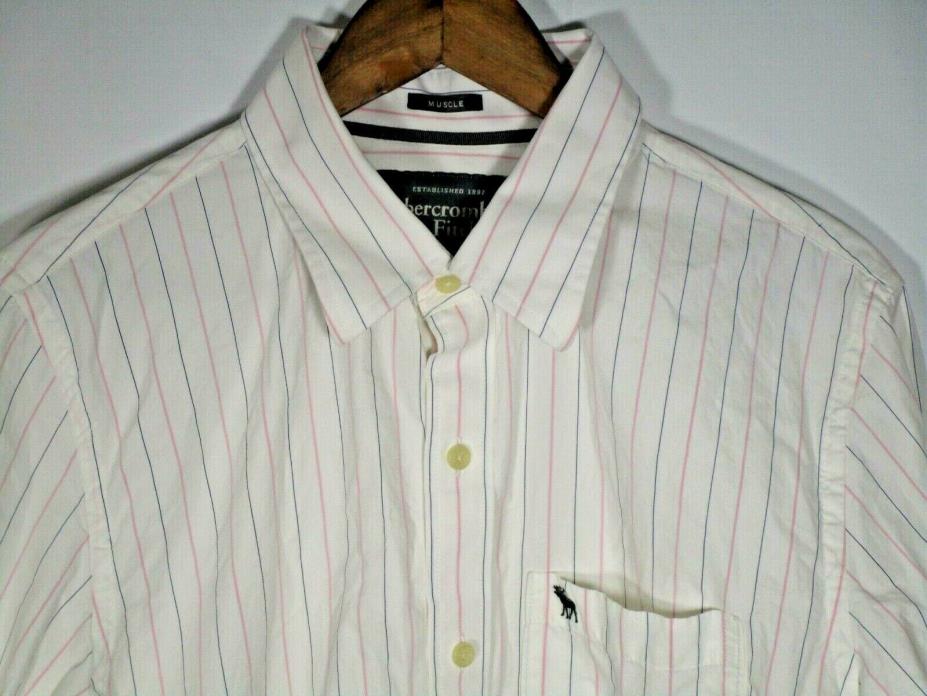 Abercrombie & Fitch Men's Muscle Long Sleeve Button Down Pinstripe Shirt - XL