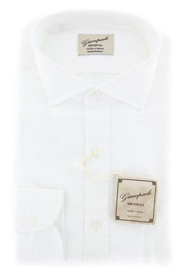 $375 Giampaolo White Solid Shirt - Extra Slim - (GP61826313FA24PT1)